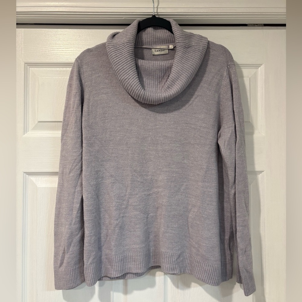 CANDA C&A Women's Soft Gray Cowl Neck Sweater